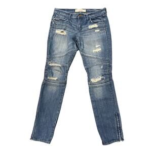 Abercrombie Fitch Moto Skinny Distressed Quilted Jeans Ankle Zip Women’s 6 W28